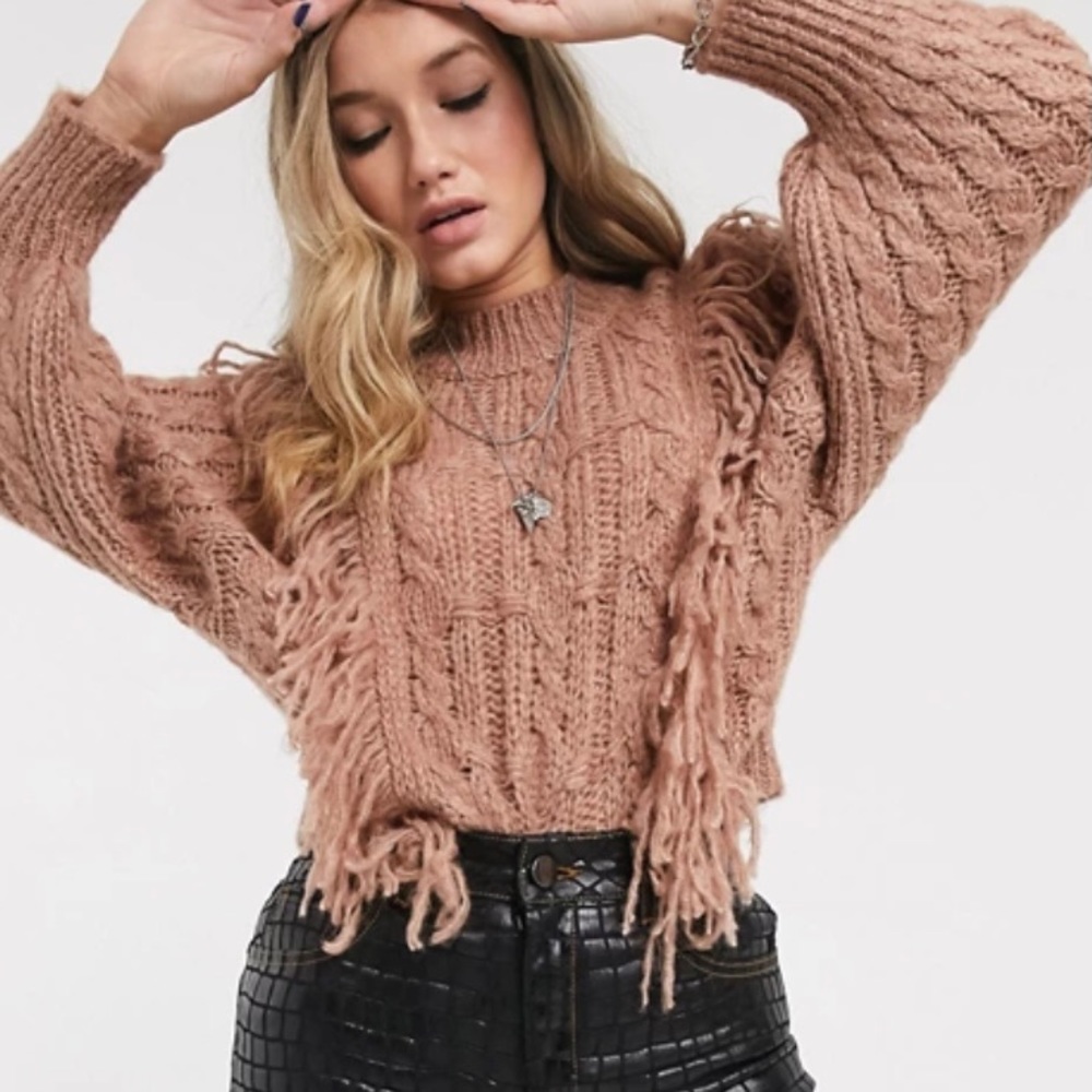 ASOS Cable Knit Fringe Sweater - Picture 6 of 15